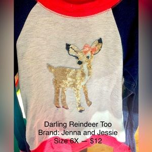 Girls Reindeer Top